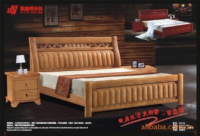 【聚鑫缘 8012#实木床批发 支持网上订购 江西家具】价格,厂家,图片,床类,南康官生家具厂-