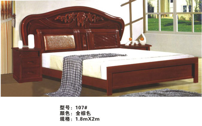 【特价批发 新款带高屏实木烤漆大床 床头软靠背烤漆床】价格,厂家,图片,床类,南康忠优家具厂-