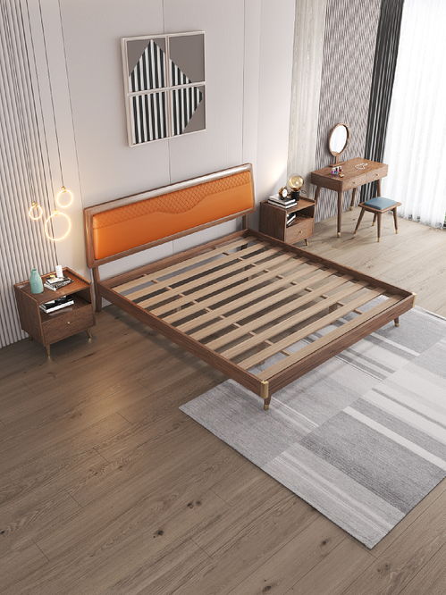 南康实木床 融合传统工艺与现代美学的电商产品渲染